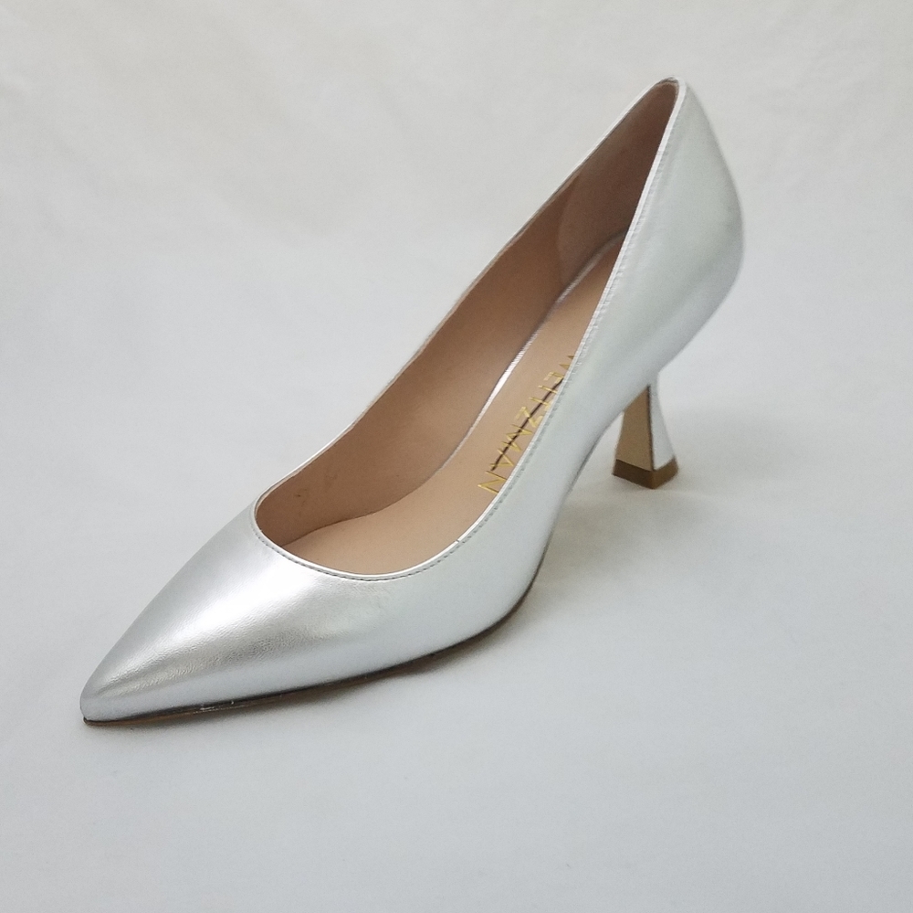 Stuart weitzman mindee silver heels 37 6.5